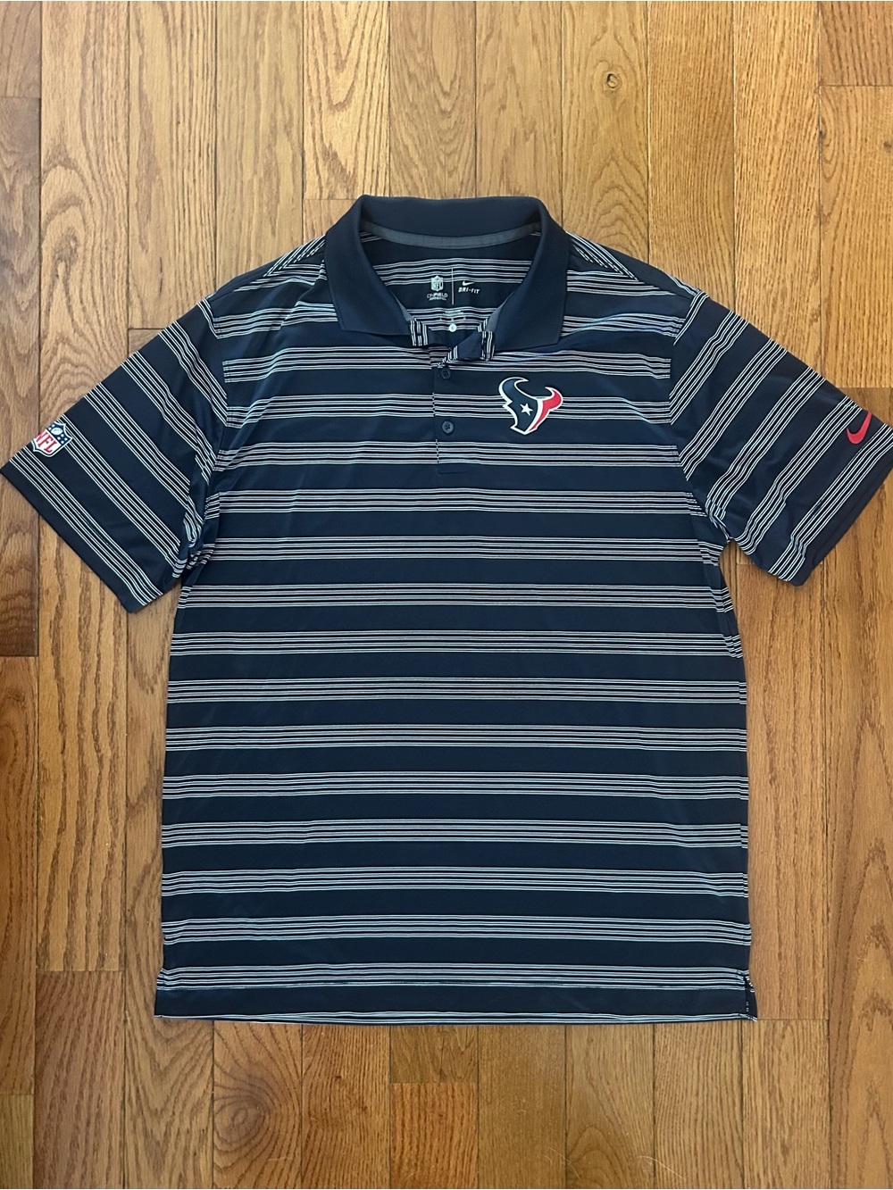 Houston Texans Nike On-Field Dri-Fit Striped Polo Shirt Size Large